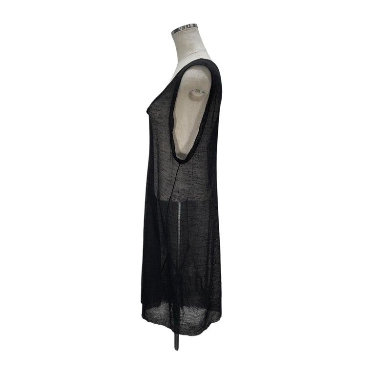 ANN DEMEULEMEESTERアン シースルーヘンリーネックロンT ANN DEMEULEMEESTER 00s ウールシルクシースルーノースリーブ