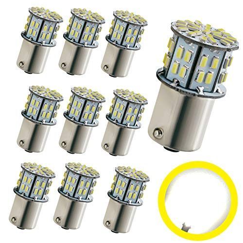 NAKOBO 10個入り 高輝度 S25 シングル球 LED（P21W 1156 S25 G18 BA15S）ピン角180度 バックランプ 3014SMD 50連 ホワイト 6000K 12V-24V兼用 【ハイブリッド車対応】