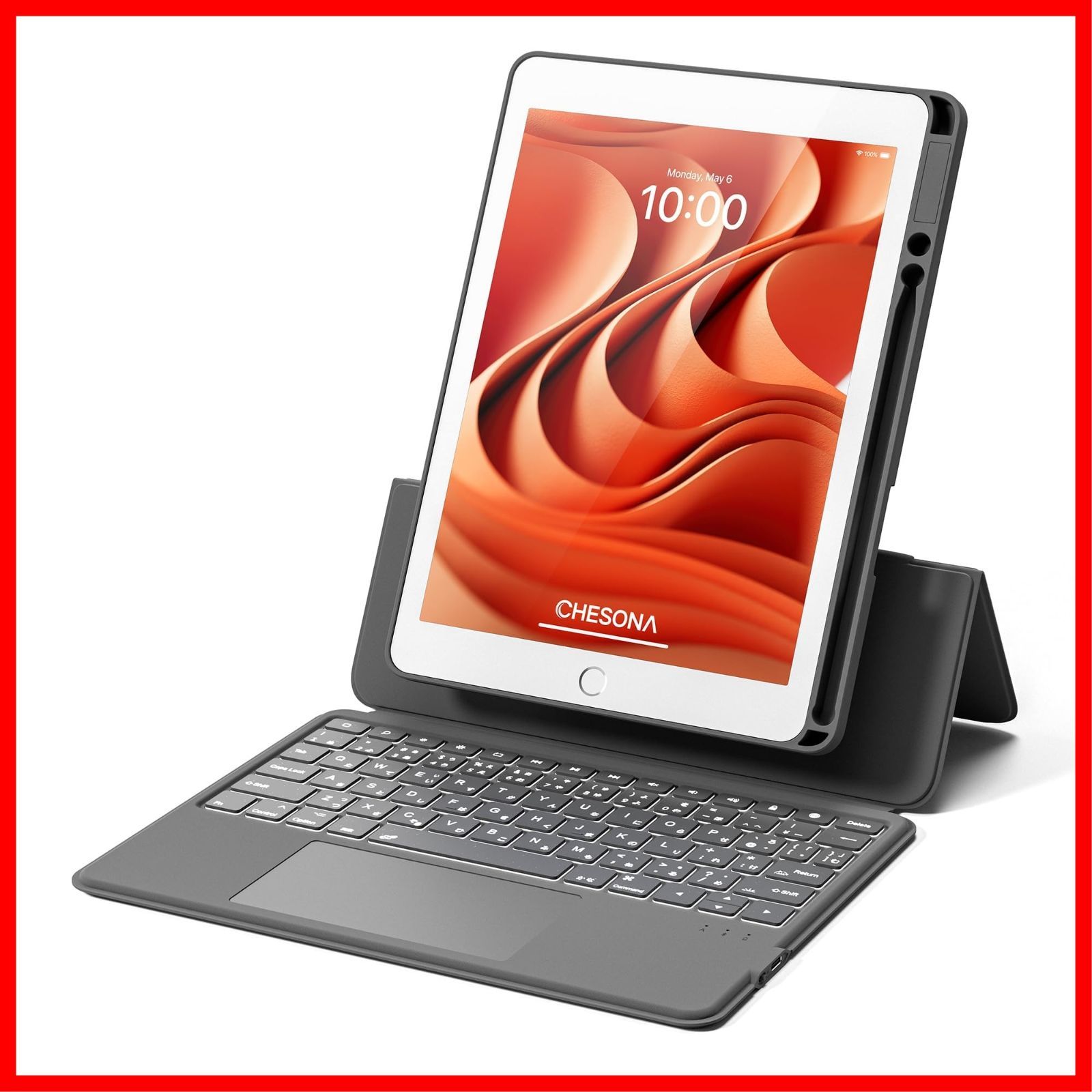 商品 CHESONA iPad 9世代 ケース キーボードマグネット着脱式 ipad 9|8|7世代10.2インチ用頑丈キーボードケース 多機能タッチパッド搭載 7色バックライト 15°～180°調整 ブラケット落下防止 耐傷性 type-c充電式