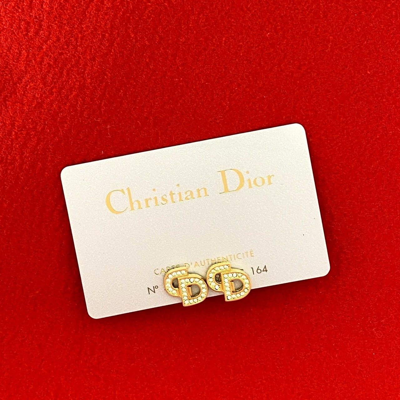 品 Christian Dior ディオール CD ロゴ ビジュー ラインストーン GP イヤリング イヤーカフ アクセサリー ゴールド 13402