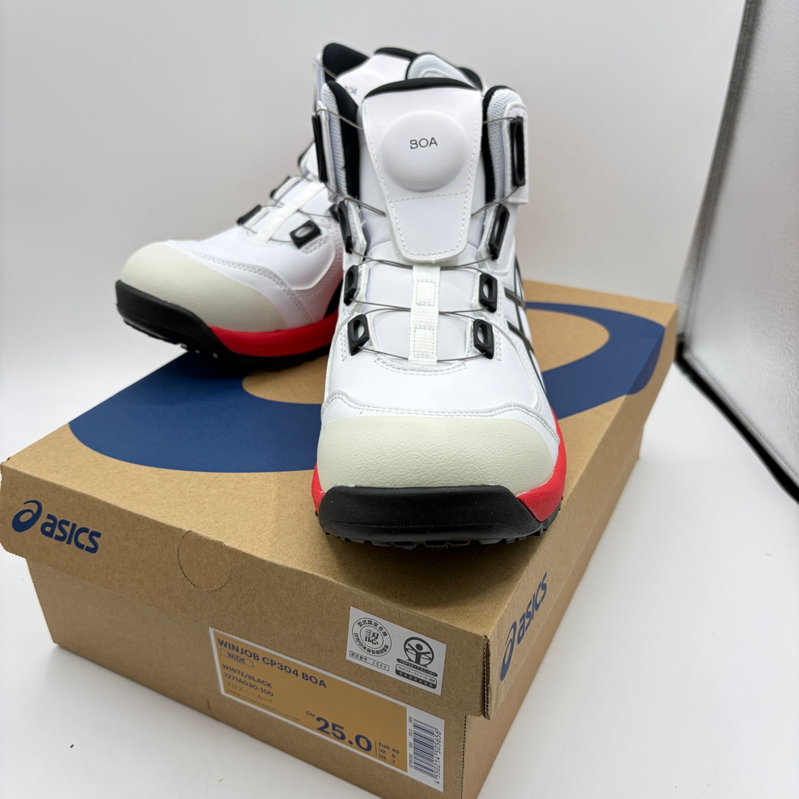 ♥品 アシックス ウィンジョブ 安全靴 CP304 BOA 25.0cm ホワイト×ブラック asics リサイクルマート宇部店