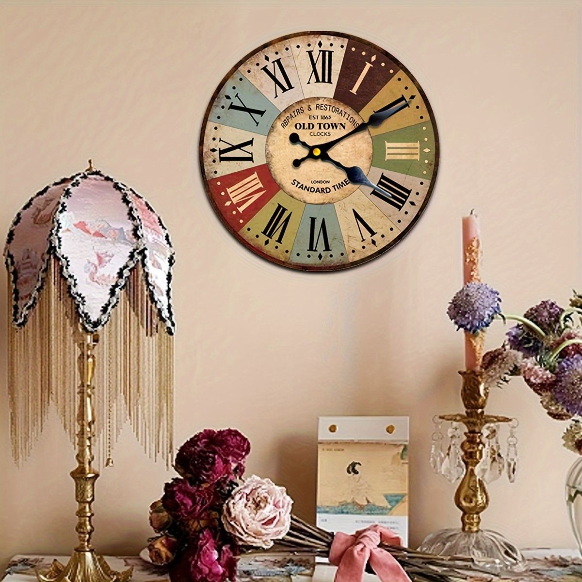 壁掛け時計 ギリシャ文字 レトロ おしゃれ 20cm/30cm ウォールクロック