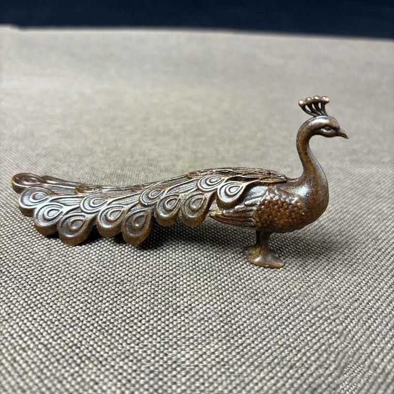 銅器 孔雀 装飾品 工芸品 置物 銅器 孔雀 茶道具 茶寵 筆架 文鎮 書架 装飾品 工芸品 置物