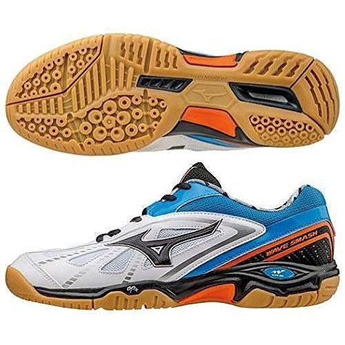 ミズノ(MIZUNO) バドミントン ウエーブスマッシュLO3 71GA1660 09 ホワイト×ブラック×ブルー 24.0cm