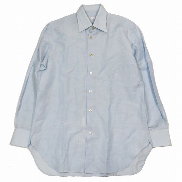キトン Kiton リネン シャツ 長袖 カットソー 16/41 無地 ライトブルー/4YBA11 メンズ