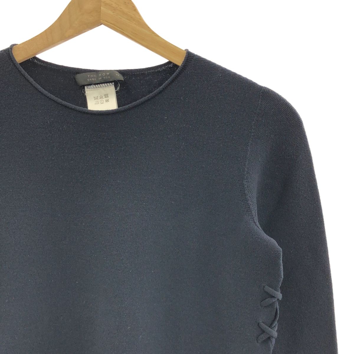 THE ROW ザロウ サイドレースアップ クルーネックニット XS ネイビー レディース
