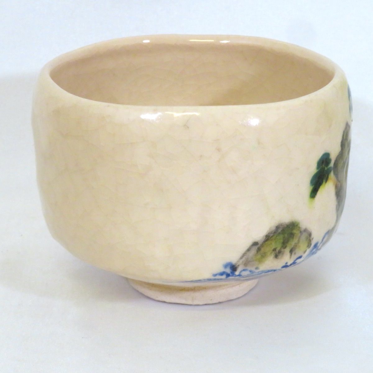 二月の特売品】 七世 川嵜和楽作 白楽 松島茶碗 川崎 茶道具 【 美品 