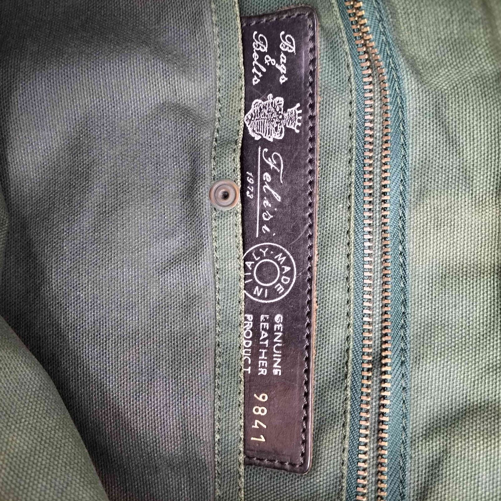 フェリージ】ブリーフケース 1993 ビジネスバッグ ナイロン レザー 緑