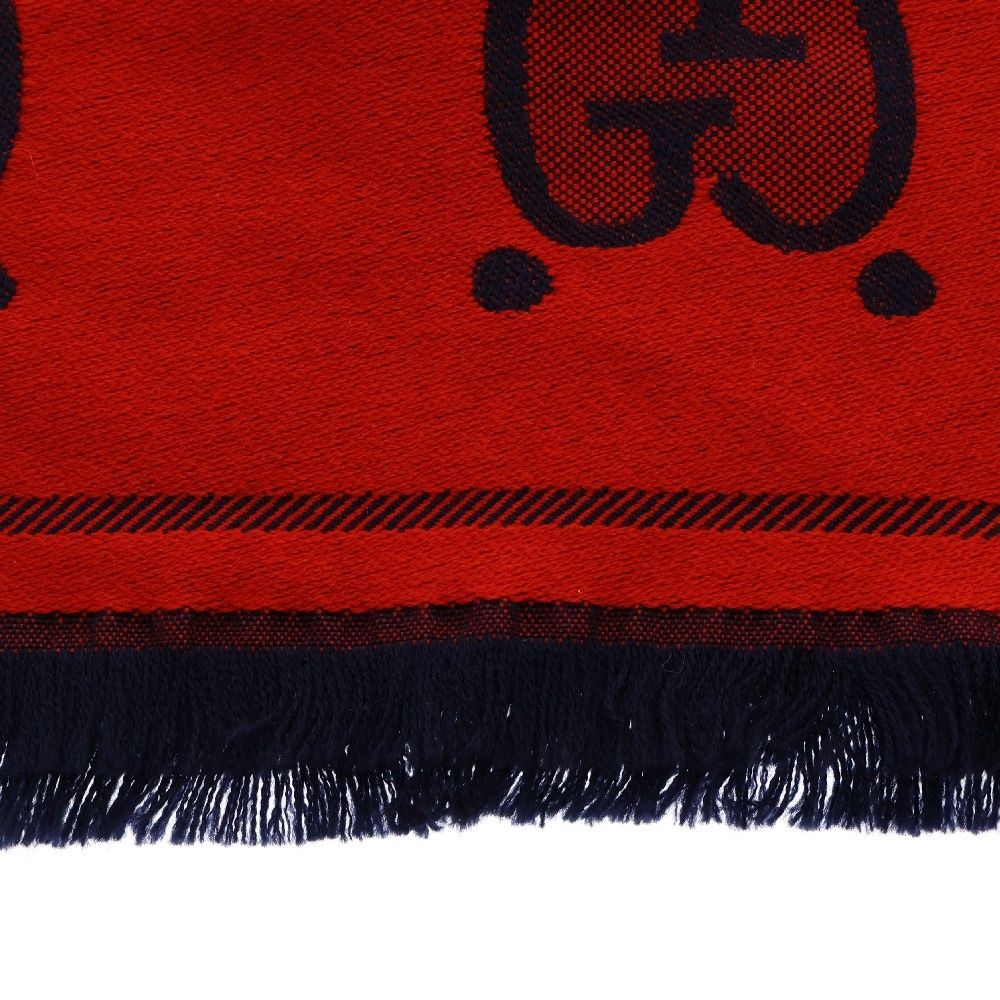 GUCCI (グッチ) GG ウールジャカード スカーフ マフラー レッド 581537