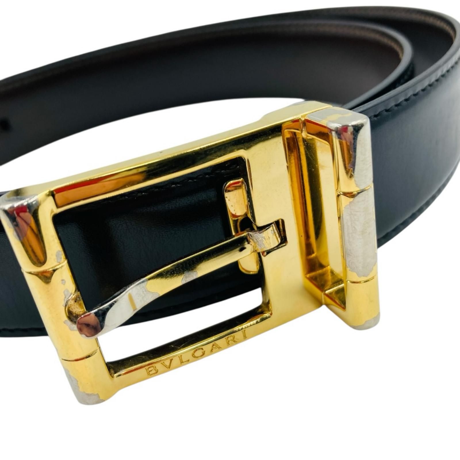 ブルガリ ブラック レザー ベルト BVLGARI 黒 レザー ベルト