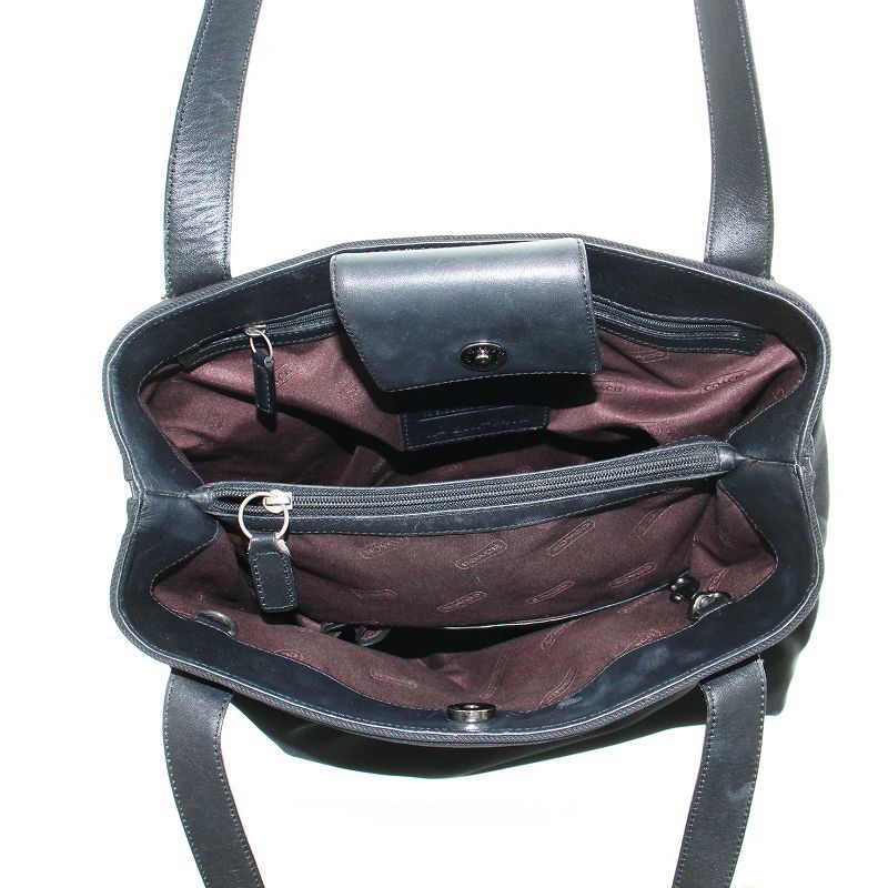 美品 COACH トートバッグ レザー ブラック チャーム チャーム コーチ COACH トートバッグ ハンド レザー ナイロン ロゴ チャーム付き