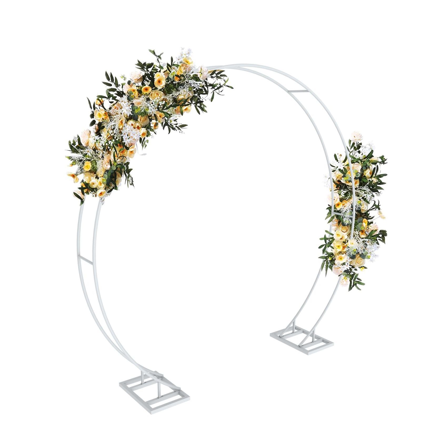 ガーデンアーチ 屋外 つるバラ 大型 ガーデニング 白 錆びない Susire アイアン フラワーアーチ バルーン 飾り 結婚式 土台付き 室内用 幅240cm