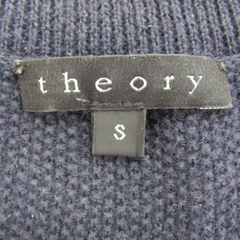 Theory - セオリー ニット トップス 半袖 コットン セーター カシミヤ混 レディース Sサイズ ネイビー theory セオリー ニット トップス 半袖 コットン セーター カシミヤ混