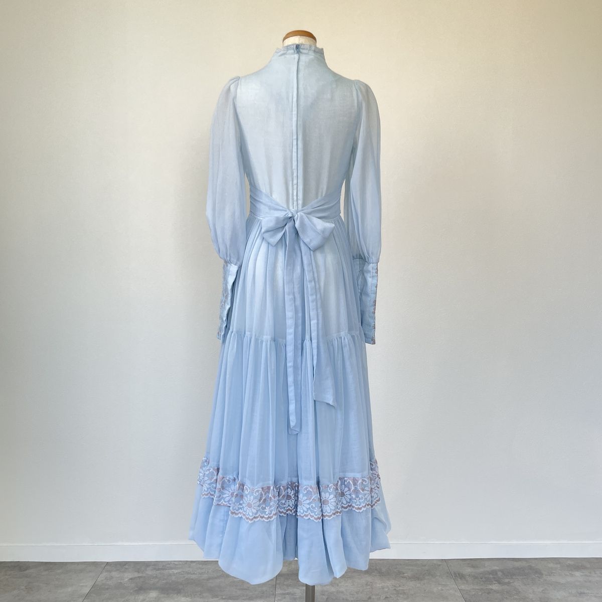 古着 70年代 ガンネサックス GUNNE SAX Jessica レースアップ 長袖 フ ワンピース レディースS相当 ヴィンテージ eva 000650