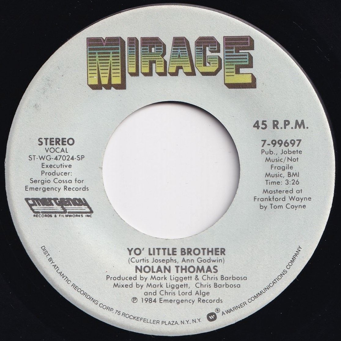 Nolan Thomas Yo' Little Brother / (Dub Mix) Mirage US 7