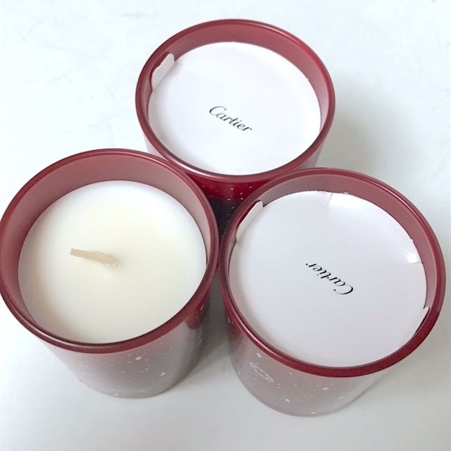 3個　リボン付き　Cartier カルティエ　非売品　アロマキャンドル ろうそく 3個リボン付きCartier カルティエ非売品アロマキャンドル ろうそく