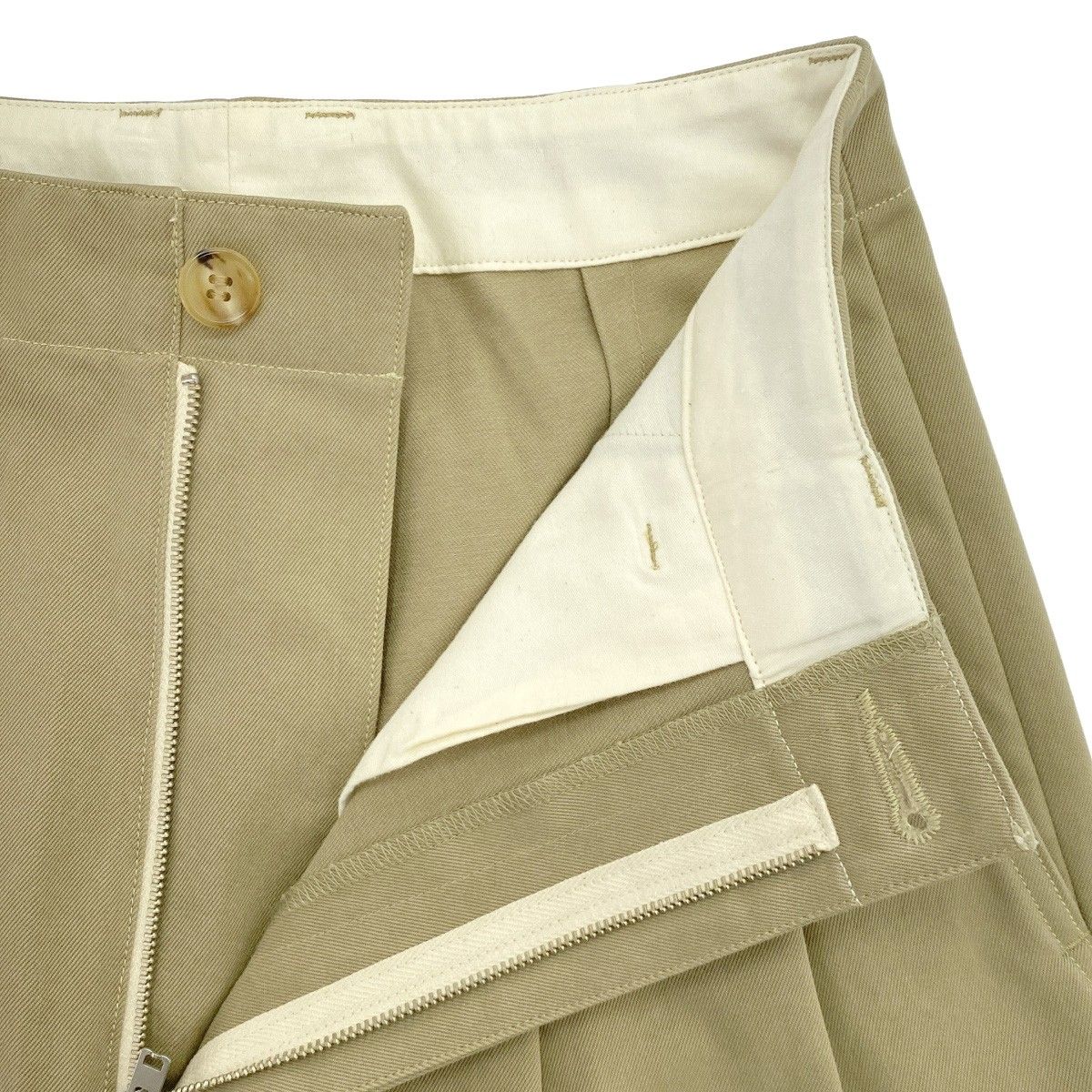 AURALEE オーラリー 17AW WASHED FINX CHINO WIDE TUCK PANTS コットンワイドチノタックパンツ A7AP02CN カーキベージュ系 0 DECORATOM_COM_BR