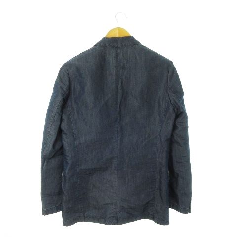 アルマーニ コレツィオーニ ARMANI COLLEZIONI テーラードジャケット シャンブレー デニム 開き見せ 46 S 青 ブルー CK2 GY18