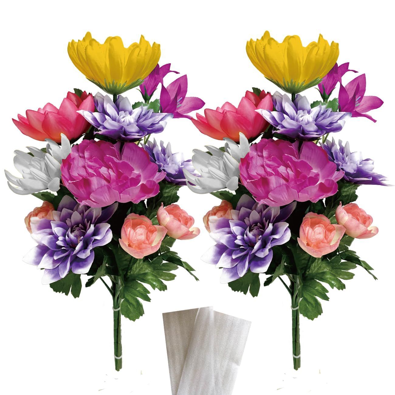 Color:402-yow 造花 はなこ 【 お供え 造花 】 お墓 墓用 墓花 仏壇用 仏花 仏壇 仏壇花 ２束組 約40 Ver.ml-y (402-yow)