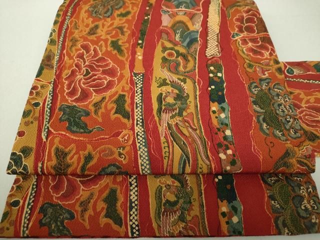 平和屋着物○初代 染人・山岡古都 首里琉染 全通柄 九寸名古屋帯 紬地