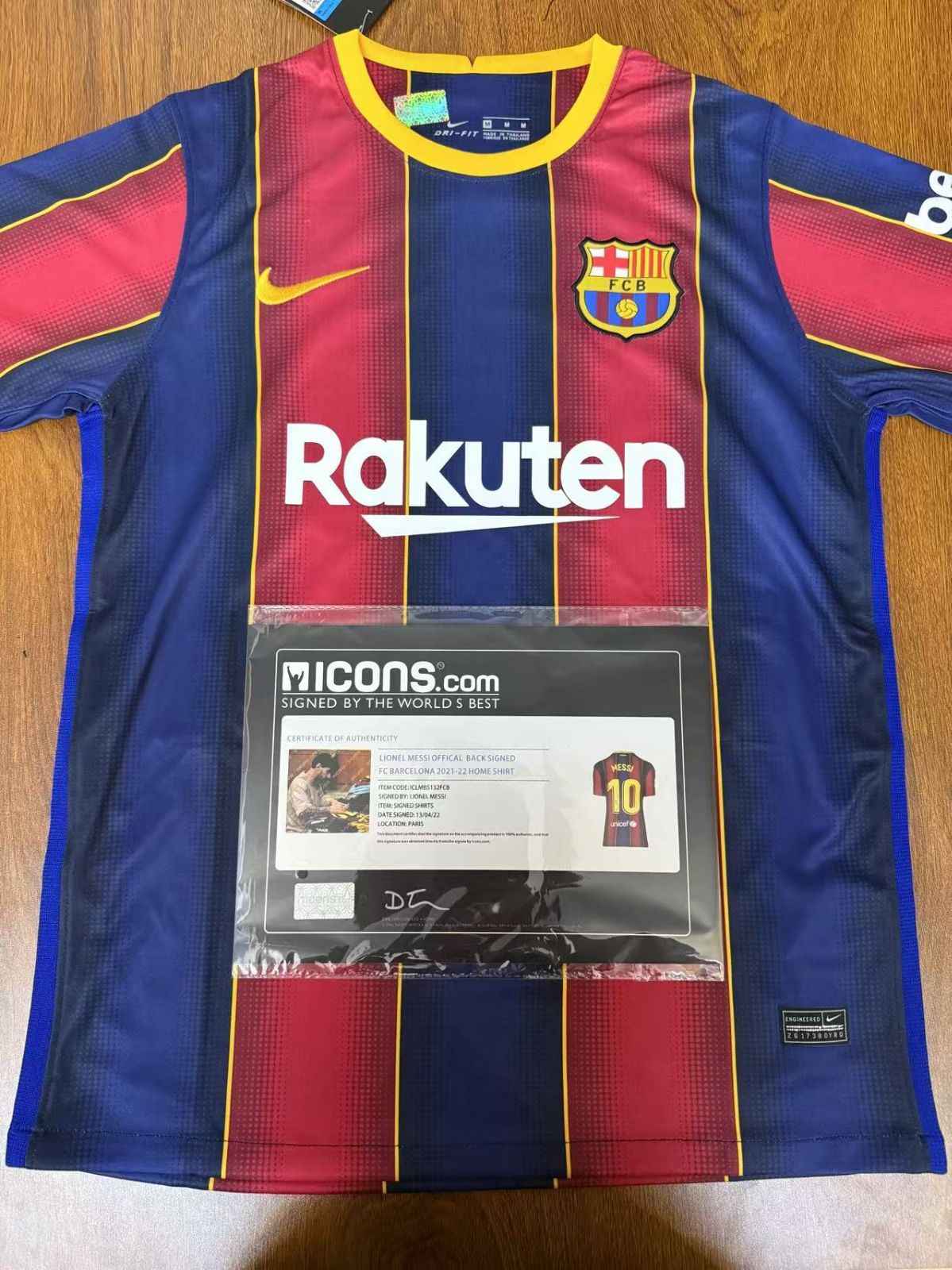メッシ 直筆サインユニフォーム FCバルセロナ icons社証明書 メッシ 直筆サインユニフォーム FCバルセロナ icons社証明書