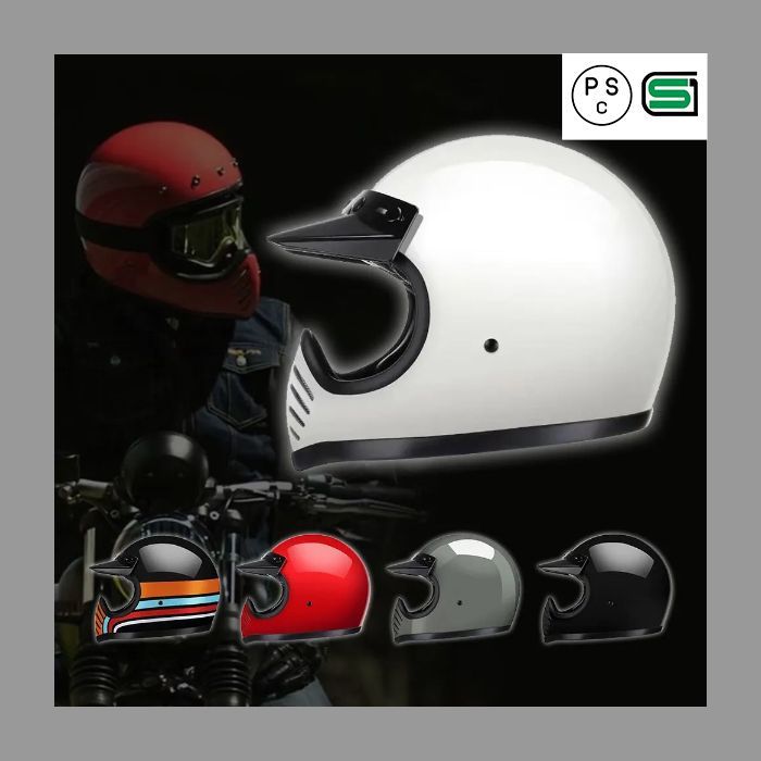フルフェイスヘルメット ガラス繊維 ビンテージスタイル ハーレー オフロードバイク用ヘルメット フルヘルメット 全5色