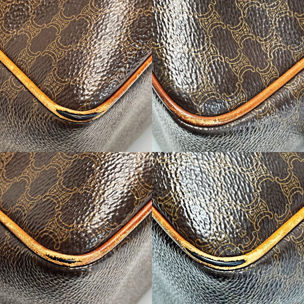 CELINE セリーヌ マカダム柄 ブラウン ハンドバッグ ミニボストン