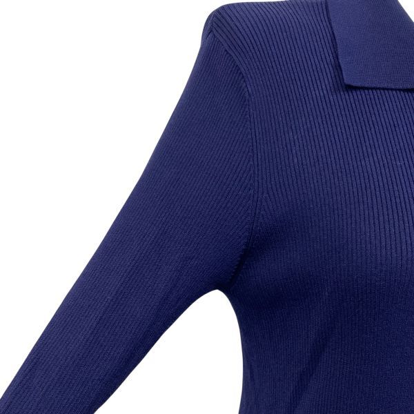 ◇ スーパービューティー super beauty ニットワンピース 長袖 膝丈 紺