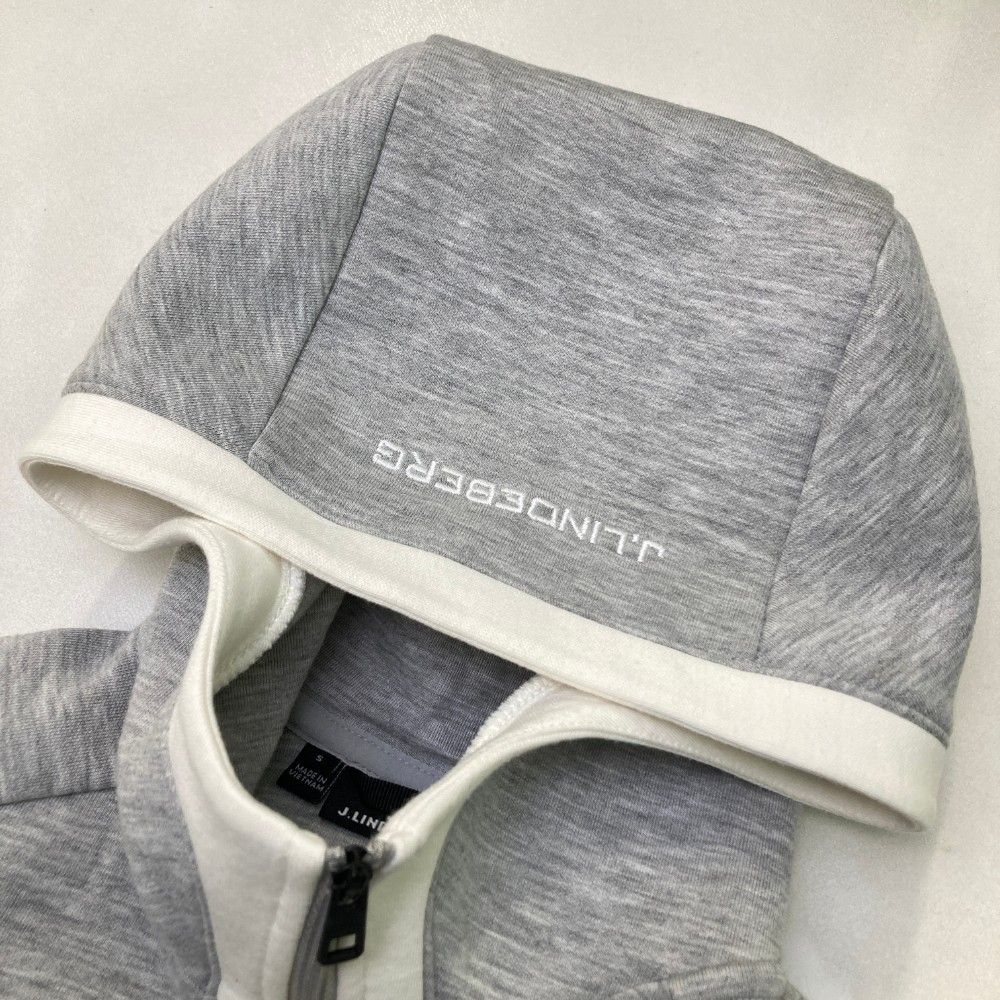 【美品】J.LINDEBERG ロゴパーカー グレー フーディー ゴルフウェア サイズ：S J.LINDEBERG ジェイリンドバーグ スウェット ジップパーカー