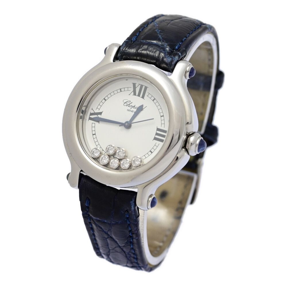 CHOPARDショパール ハッピースポーツ･クォーツ ダイヤモンド7pcs時計 SS stainless steel-39.5g 27 8238-23 ネイビー ♀ B レディース 594493