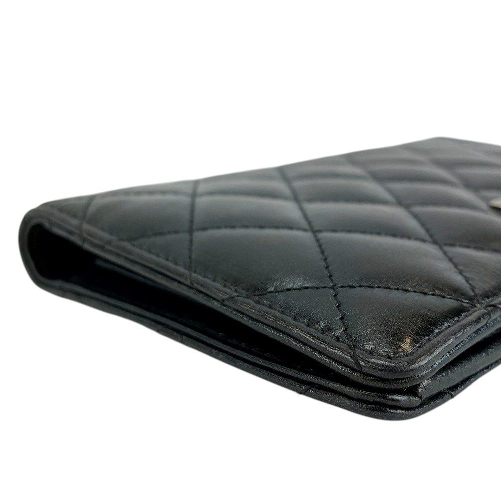 □新同□ シャネル 2.55 マトラッセ 長財布 財布 レザー ブラック  