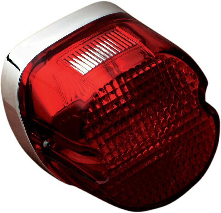 LAYDOWN テールライトアッセンブリー：1973年以降スポーツスター、ダイナ、ソフテイル、ツーリングで標準装備のスクエアバックテールライト装着車/プレーンレンズ