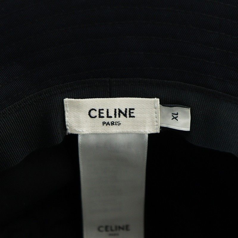 セリーヌ CELINE バケットハット 帽子 ロゴ 刺繍 キャンバス XL 黒