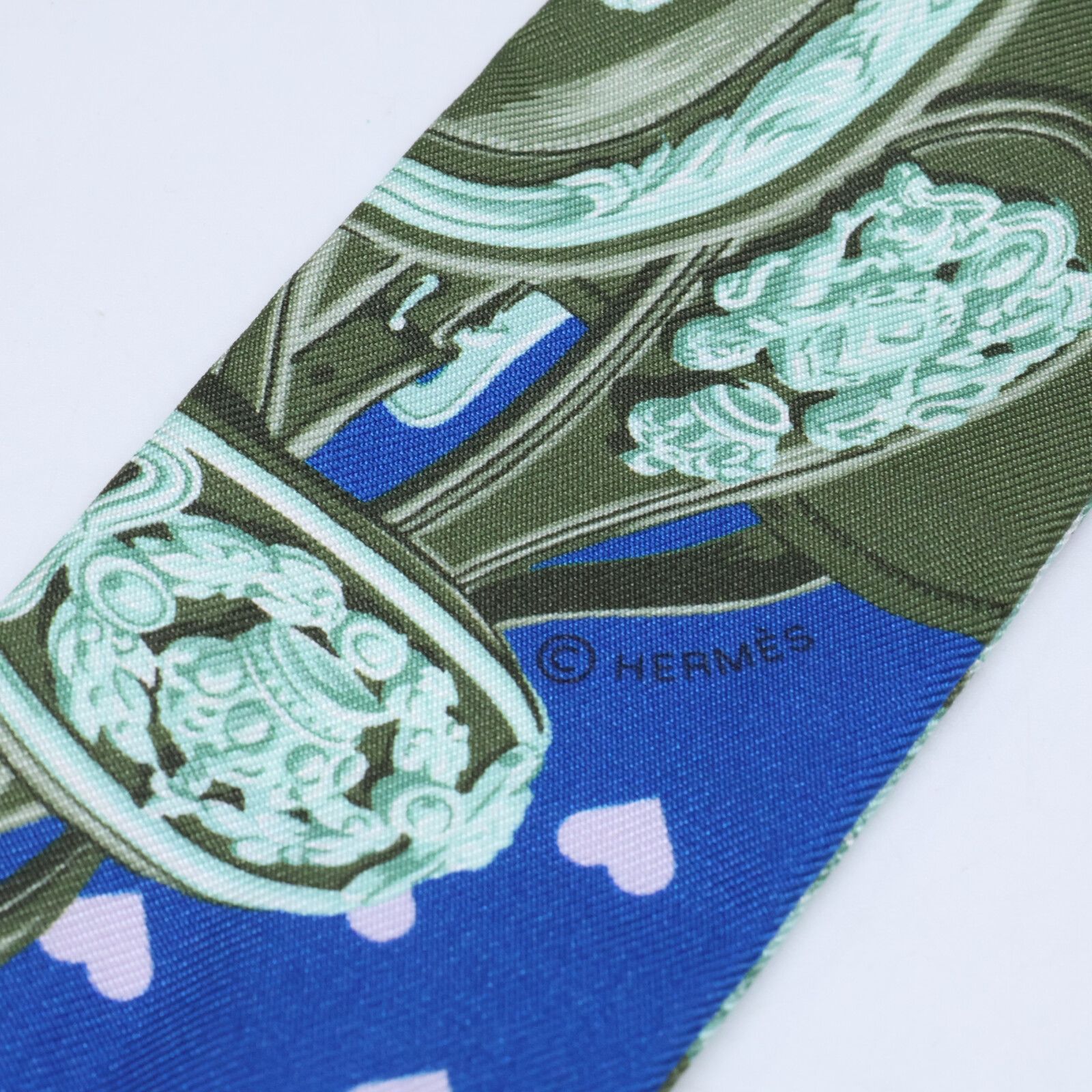 HERMES エルメス 【美品】ブリッド・ドゥ・ガラ・ラヴ ハート柄