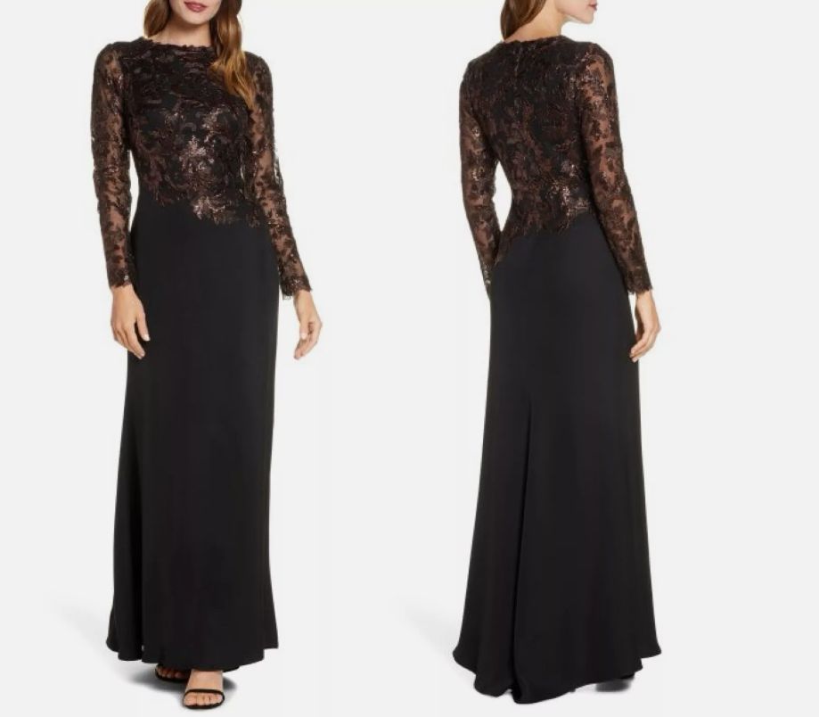 新品】タダシショウジ US2 美しいブラックのロングレースドレス - メルカリ 