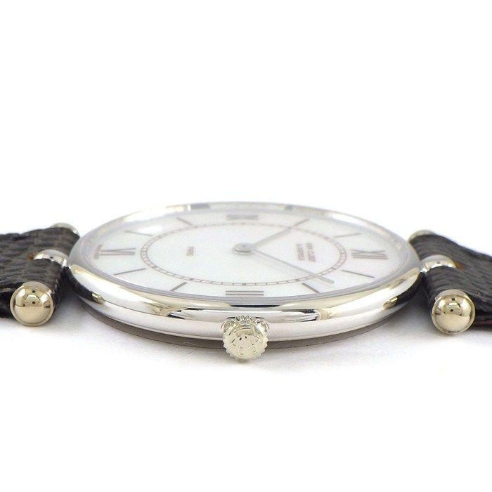 ヴァンクリーフ&アーペル Van Cleef - Arpels 腕時計 ラ 38101 ホワイトシェル文字盤 K18WG SS カーキ リザード レザーベルト クオーツアナログ 箱 保付き