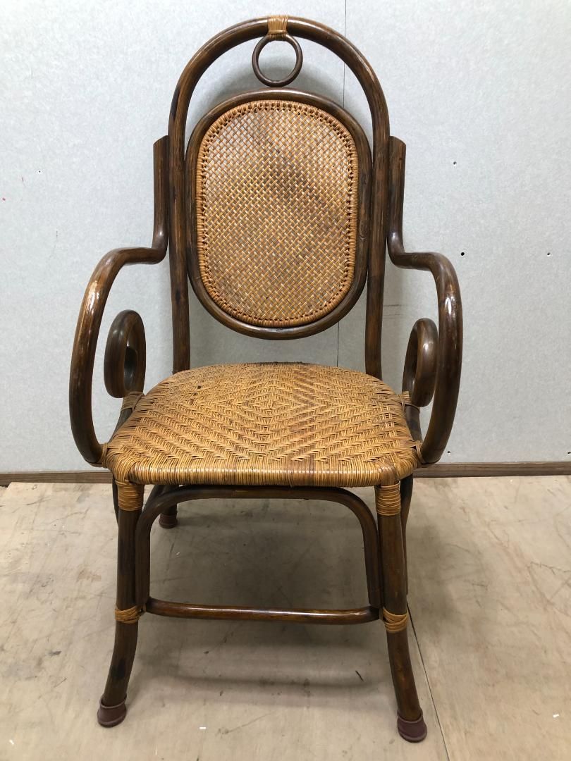良品 ラタン 藤 回転椅子 アンティーク レトロ 昭和レトロ 都内引取