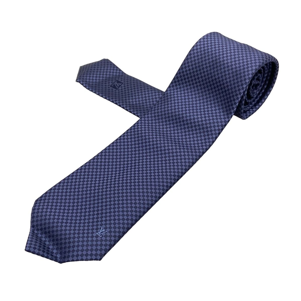 【あきお】LOUIS VUITTON ダークブルー ネクタイ モノグラム LOUIS VUITTON ダークブルー ネクタイ あきお】LOUIS VUITTON ダーク