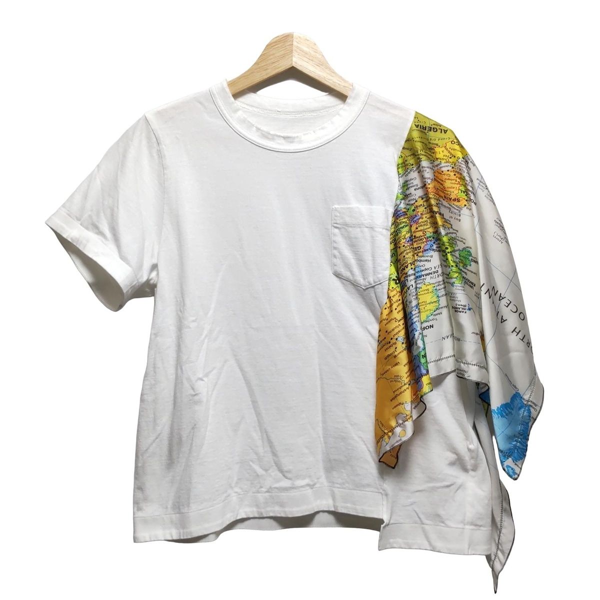 Sacai サカイ 半袖カットソー サイズ2 M レディース - 20-04996 白×ダークイエロー×マルチ 素材切替