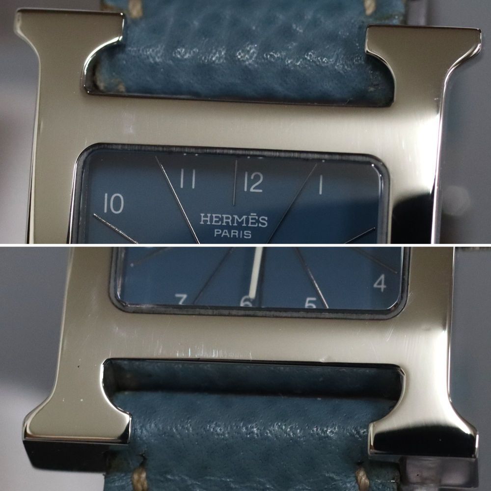 HERMES エルメス Hウォッチ(HH1.210)腕時計 レディース Qz 青