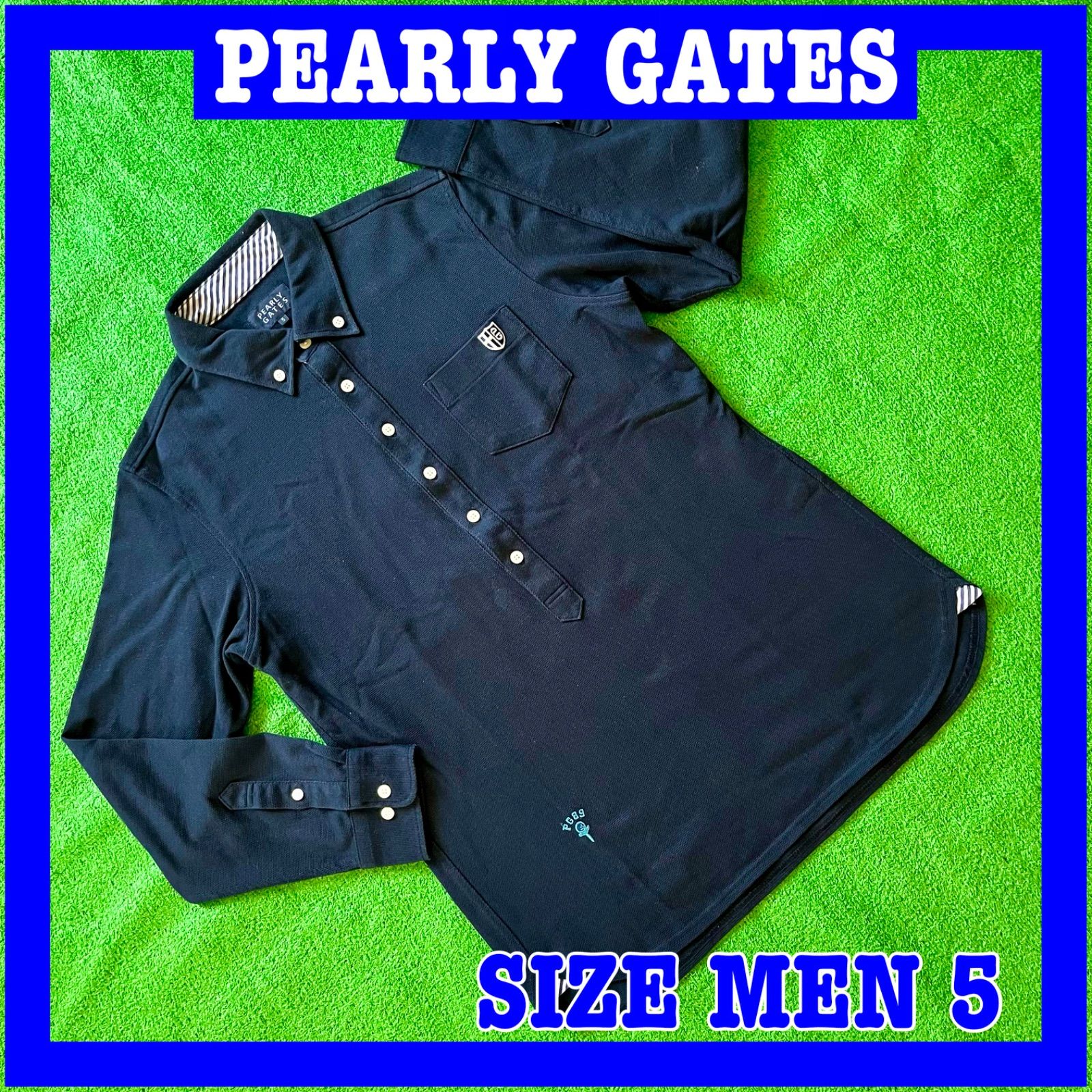 PEARLY GATES パーリーゲイツ 長袖 ロゴ刺繍 コットン混 ボタン