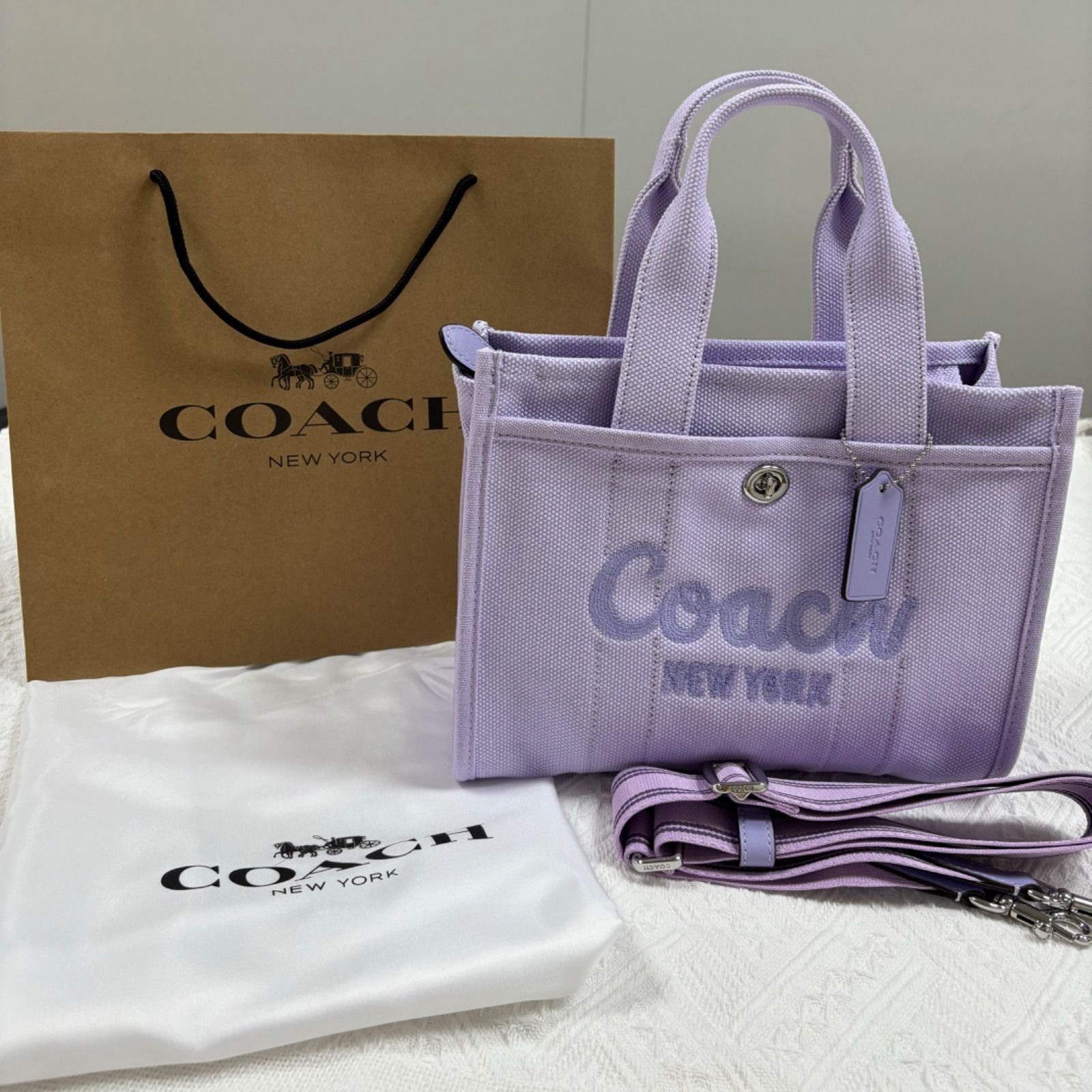 COACH コーチ　キャンバス カーゴ トート 26 パープル　新品未使用