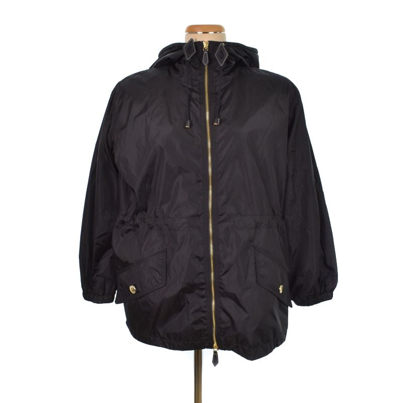 バーバリー BURBERRY フーデッド ジップアップジャケット パーカー ナイロン 裏地ノバチェック 2 黒 ブラック 8042901