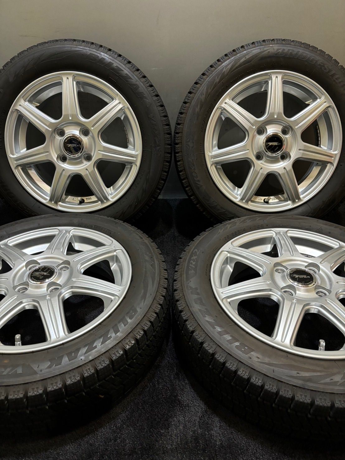 155/65R14 BRIDGESTONE/VRX2 20年製 TOPRUN 14インチ 4.5J +45 100 4H スタッドレス 4本 N-BOX スペーシア (2-H365)