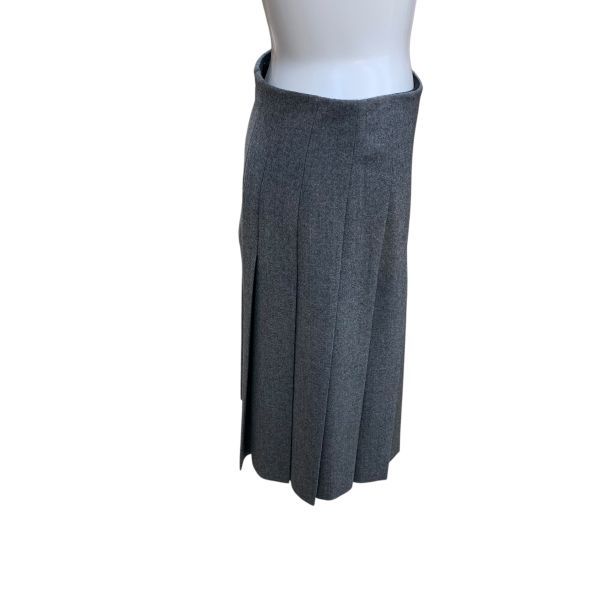 ●◆ グッチ GUCCI スカート 膝下丈 プリーツ グレー ウール カシミア 38 M 9号 レディース H5X019