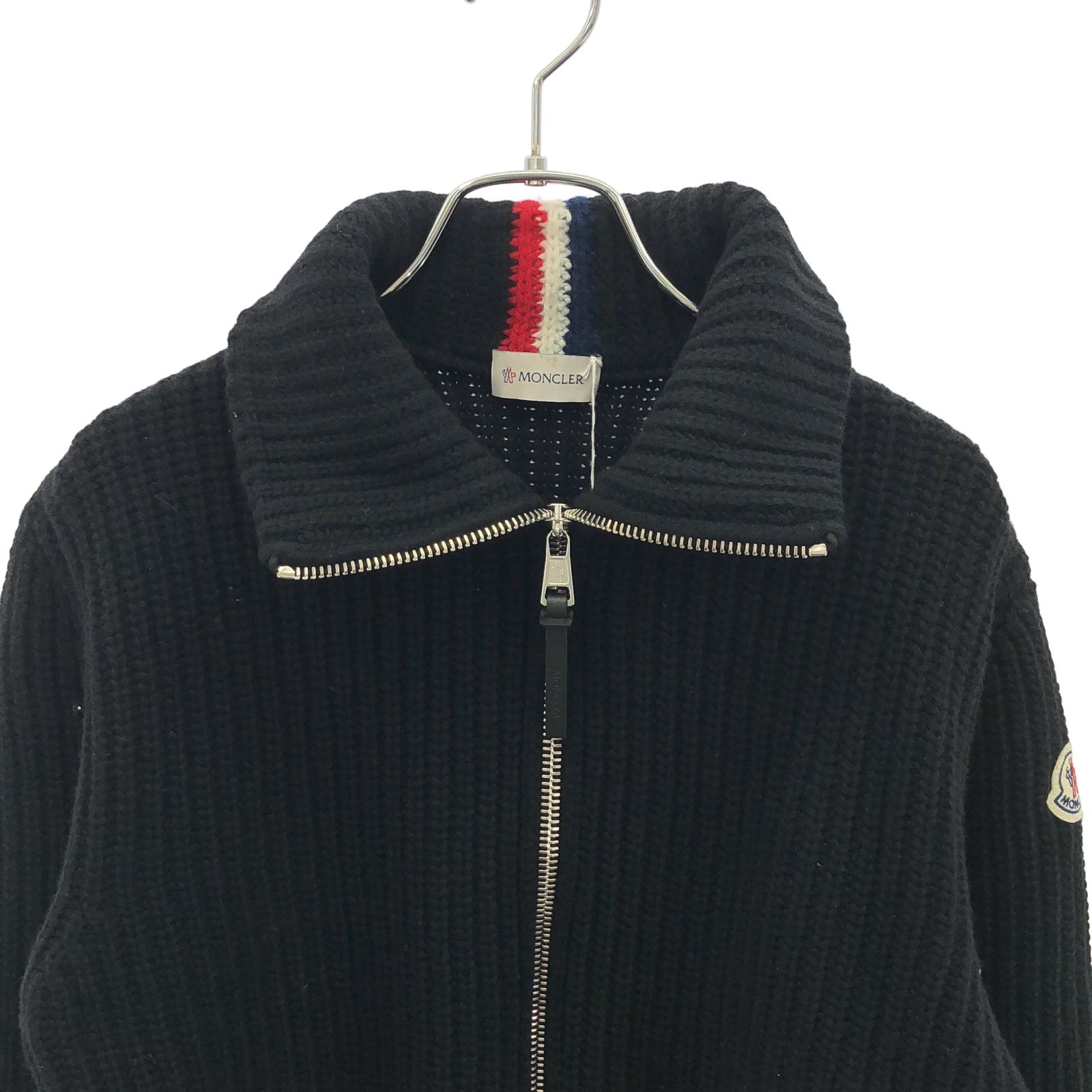 MONCLER モンクレール ニット ウール混 マフラー ブラック ホワイト MO5234EM00038_5_l.jpg