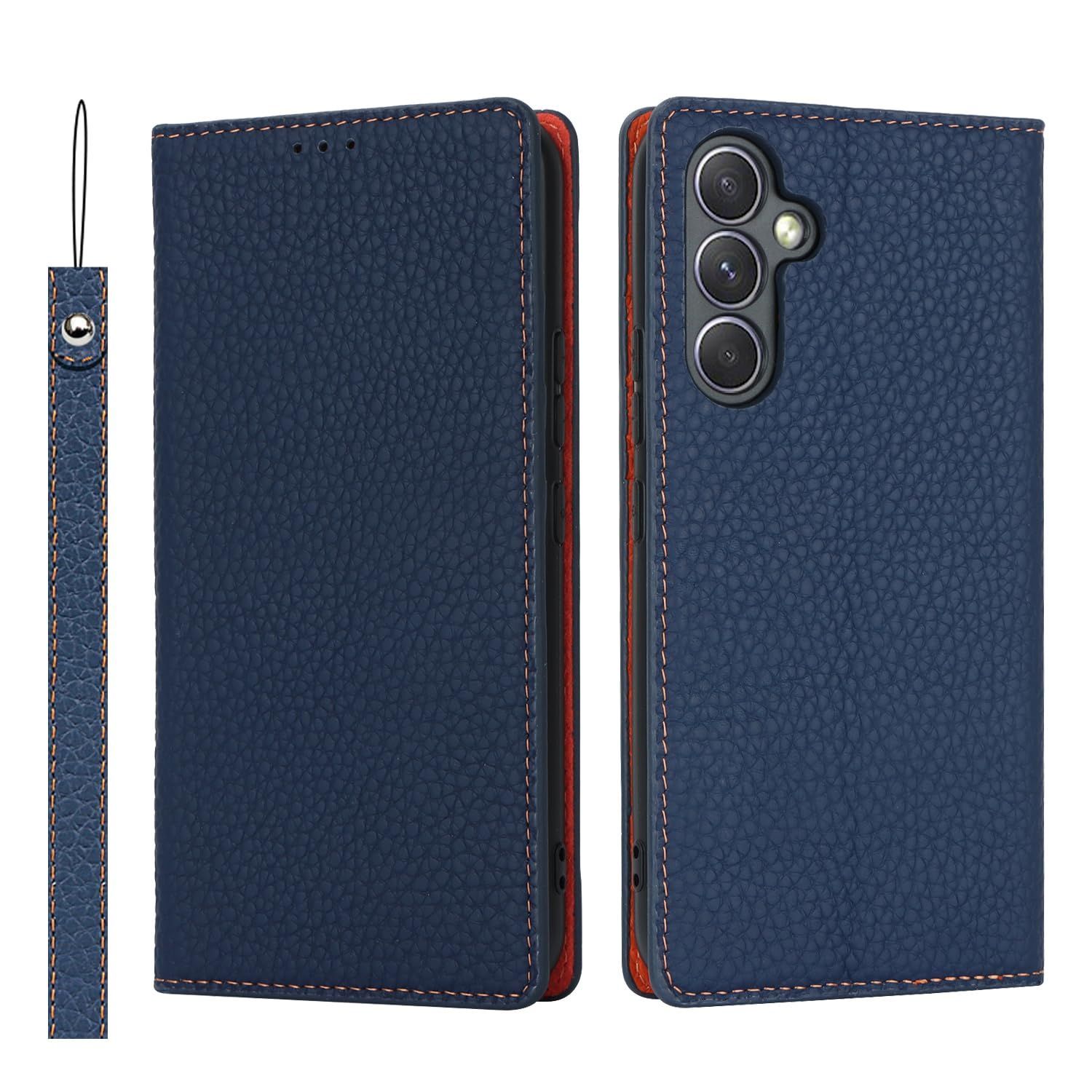 Ｈａｖａｙａ Galaxy A54 5G ケース ギャラクシーA54 5g ケース スマホケース SC-53D SCG21 本革 au ストラップ 手帳型 docomo 耐衝撃 カバー SoftBank カード収納 スタンド機能 レザー -ブルー