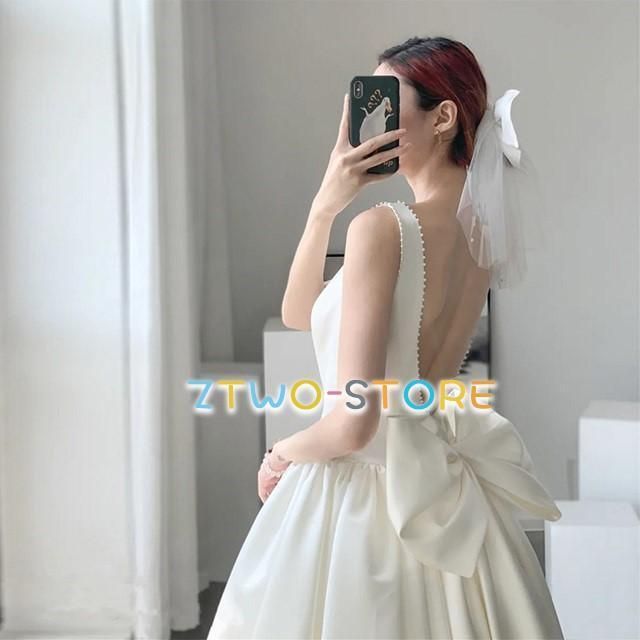 ウェディングドレス 白 ウェディングドレス 大きいサイズ 3L 4L ウェディングドレス ミモレ丈 ノースリーブ シンプル 二次会 バックオープ FFCRYSTALESIA_COM