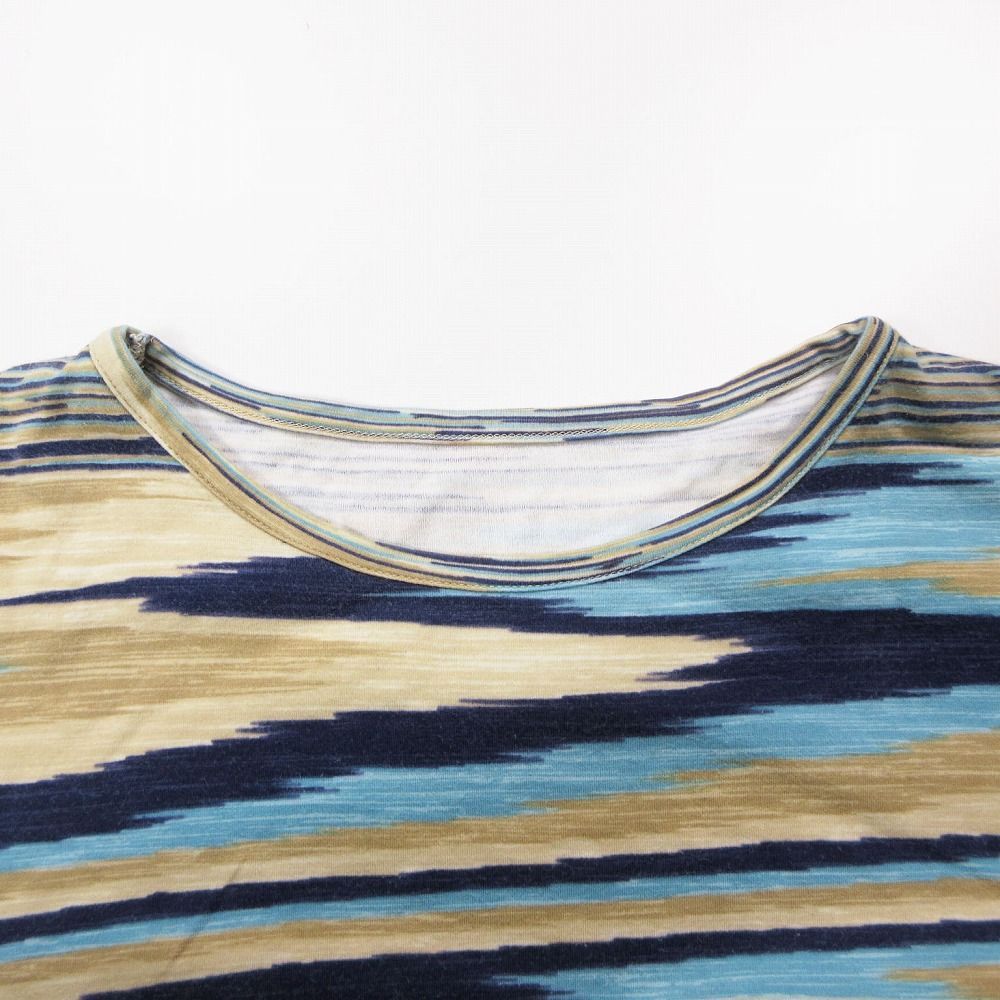 Vintage MISSONI ミッソーニ 総柄 Tシャツ カットソー半袖 クルーネック トップス 大きいサイズ50 XL ブルー レディース 【中古】 Vintage MISSONI ミッソーニ 総柄 Tシャツ カットソー半袖