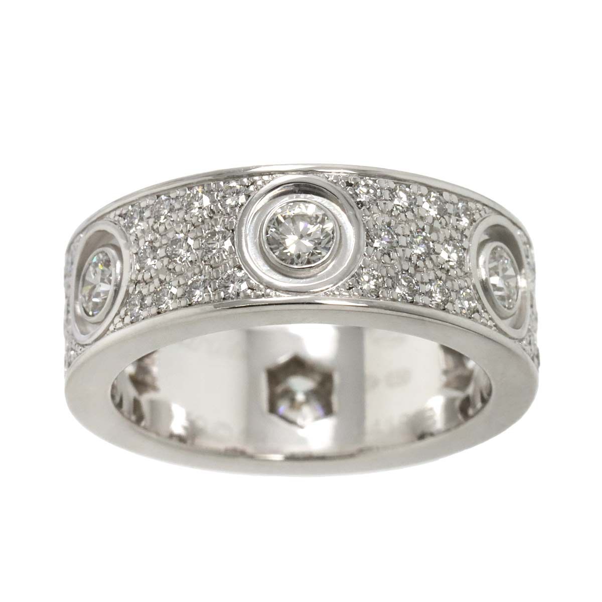 カルティエ Cartier ラブ #48 リング フル パヴェ ダイヤ K18 WG 